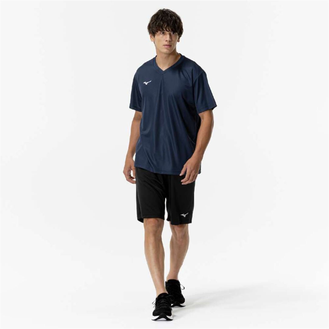 ナビドライTシャツ(半袖／Vネック) ドレスネイビー×ホワイト XL