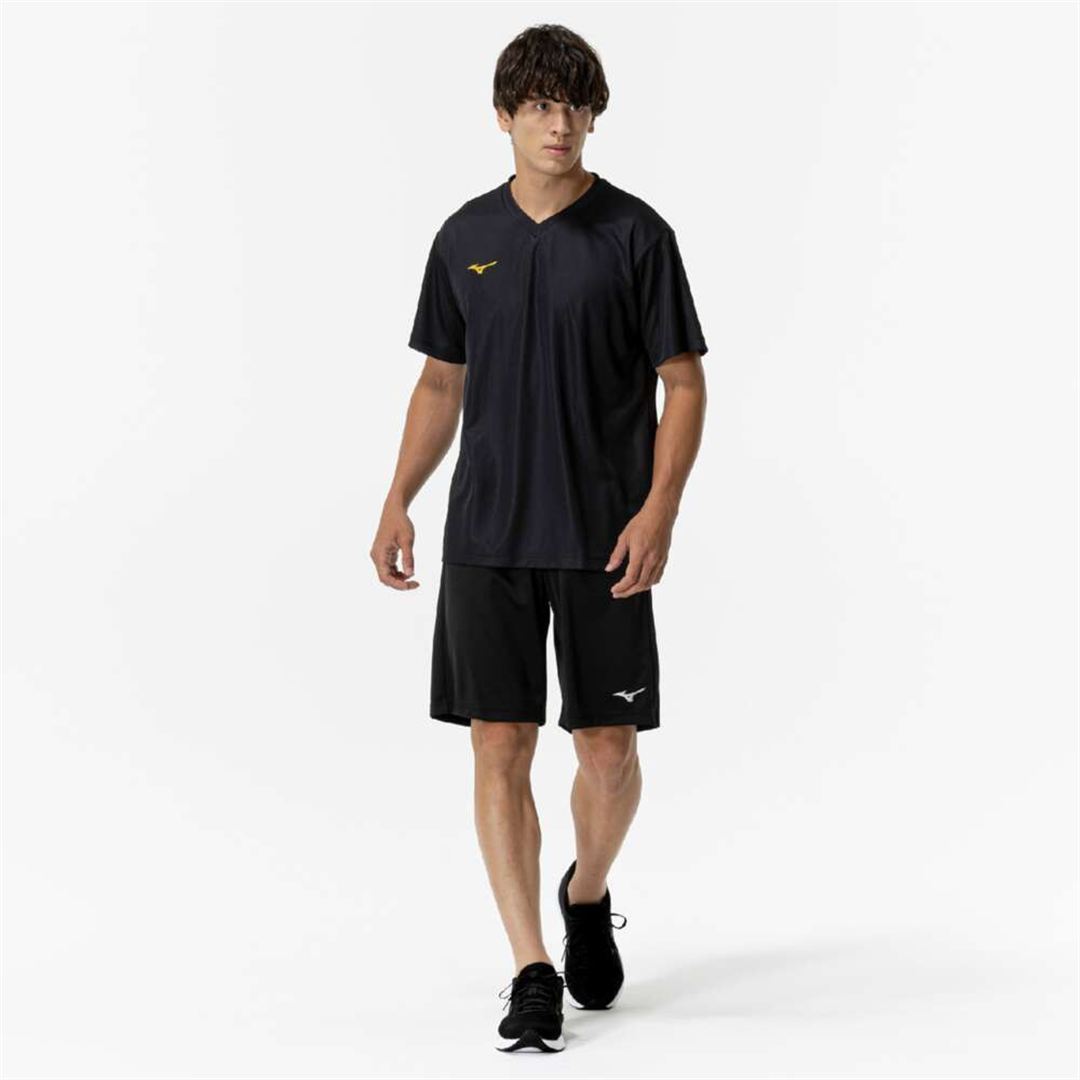 ナビドライTシャツ(半袖／Vネック) ブラック×ゴールド XL