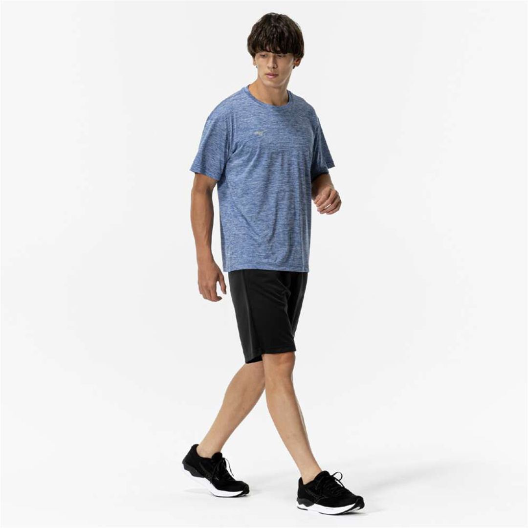 ナビドライTシャツ(半袖／杢調) ライトネイビー杢×ライトグレー XL