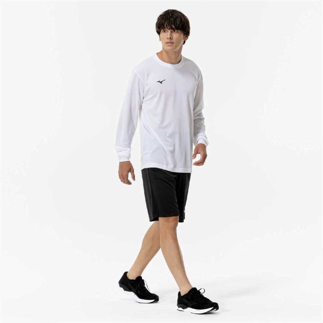 ナビドライTシャツ(長袖／丸首) ホワイト×ブラック S