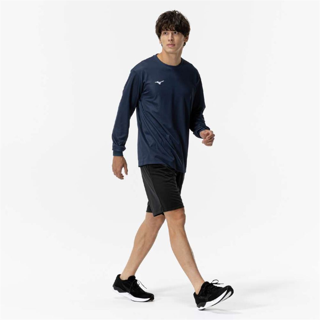 ナビドライTシャツ(長袖／丸首) ドレスネイビー×ホワイト XL