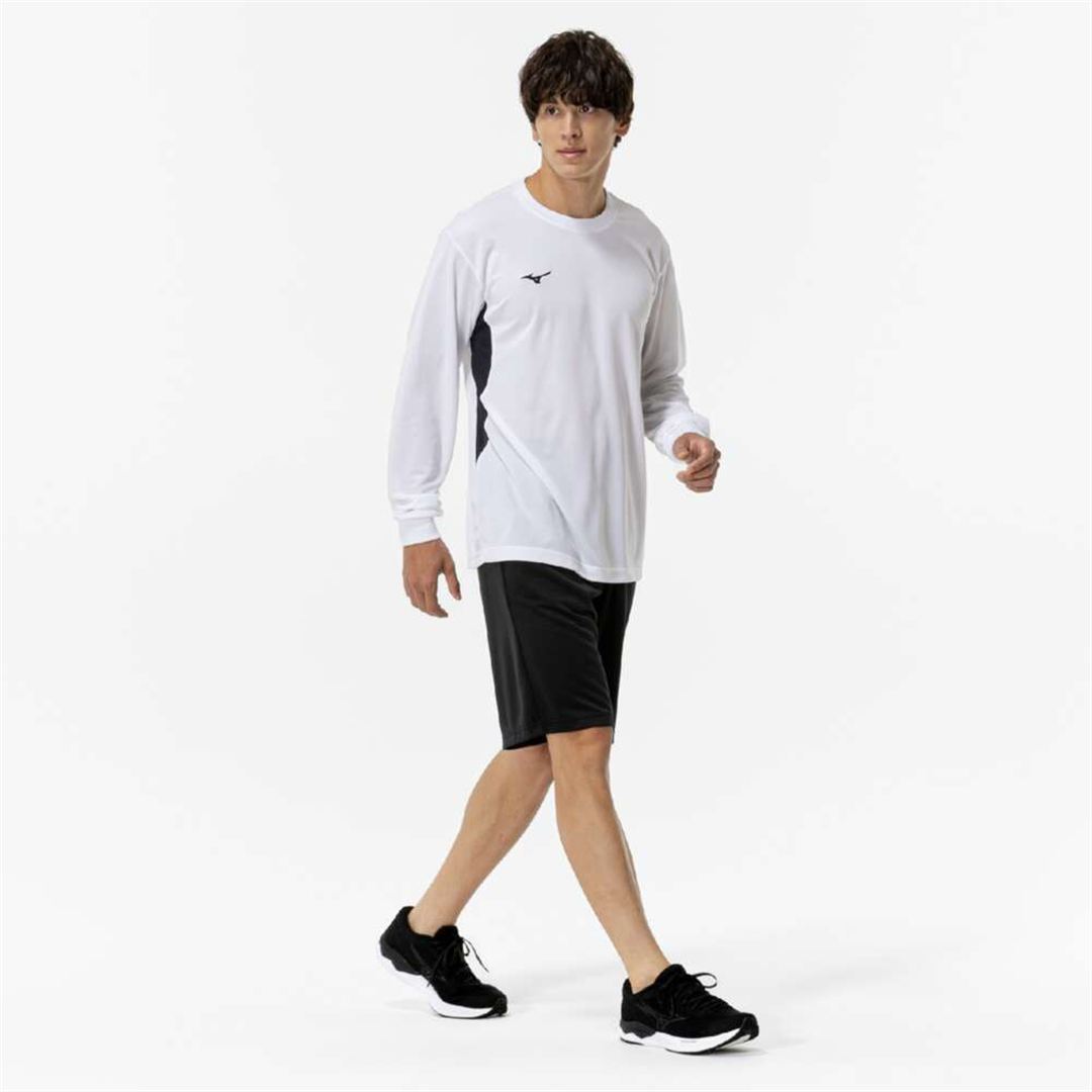 ナビドライTシャツ(長袖／切替) ホワイト×ブラック S