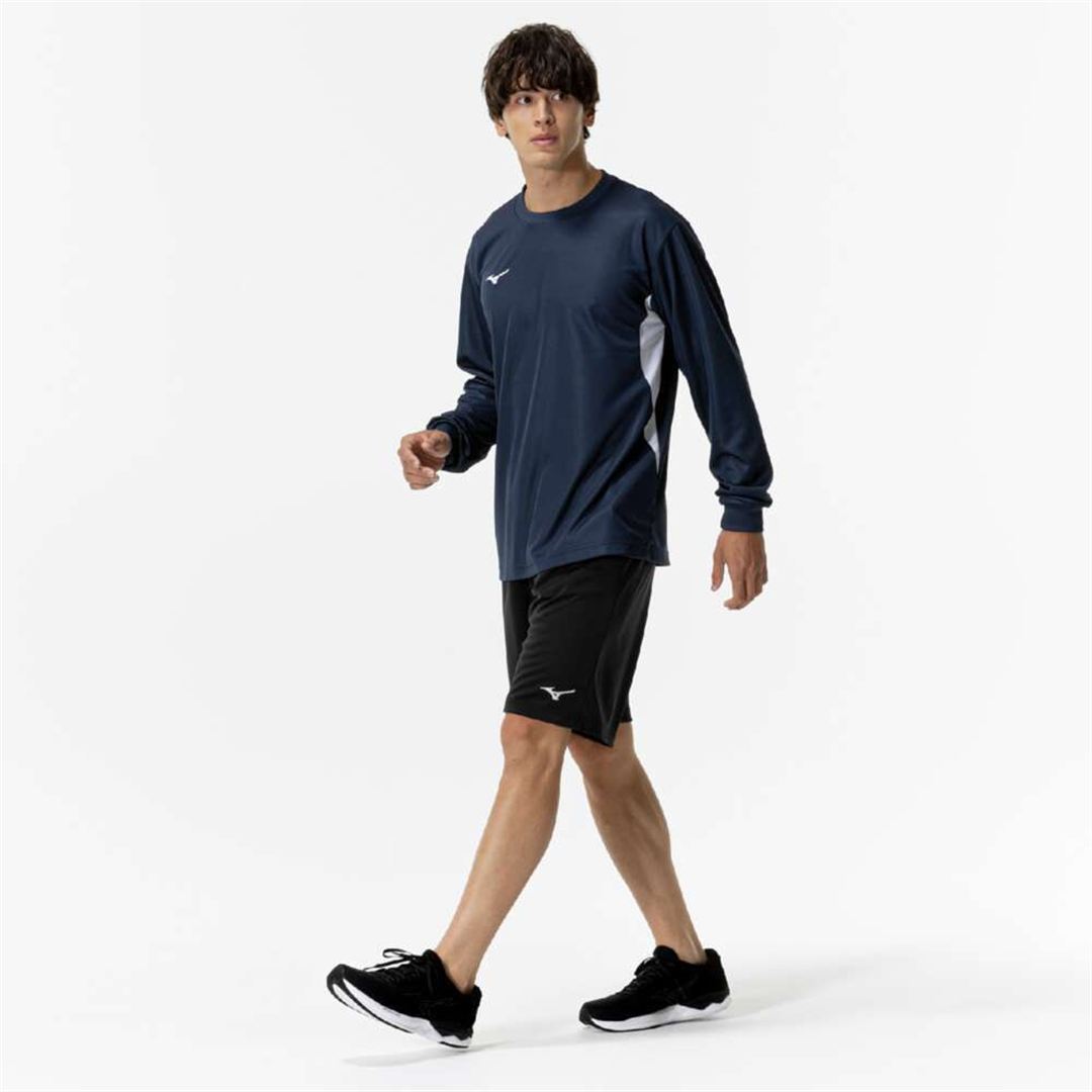 ナビドライTシャツ(長袖／切替) ドレスネイビー×ホワイト M