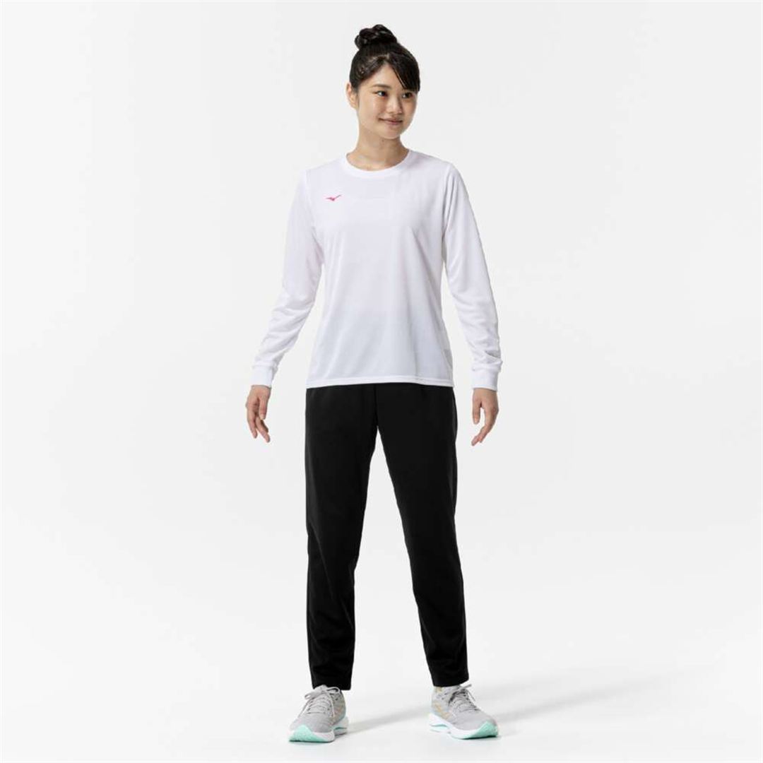 ナビドライTシャツ(長袖／丸首) ホワイト×ライトピンク XL