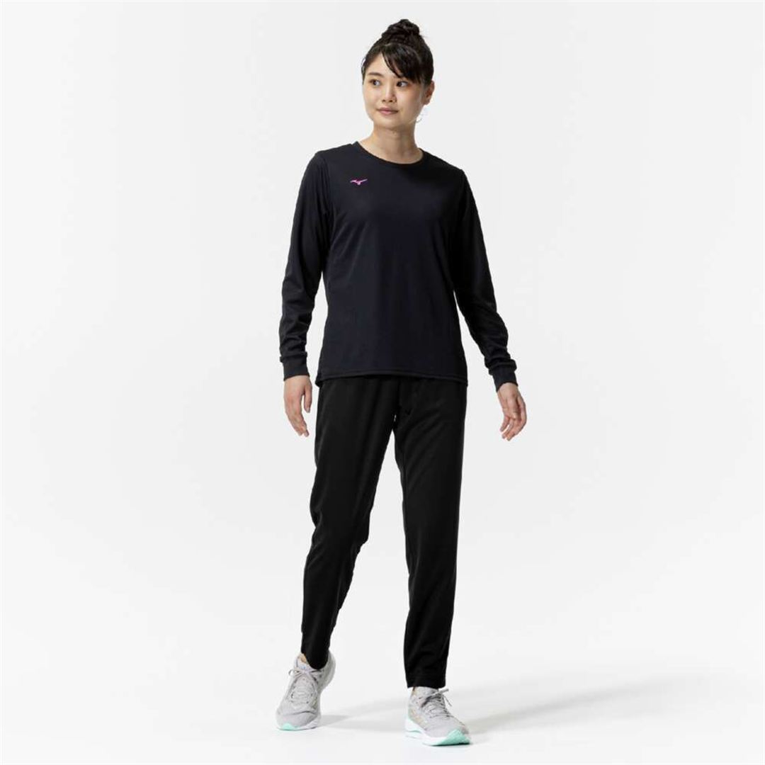 ナビドライTシャツ(長袖／丸首) ブラック×マゼンタ XL
