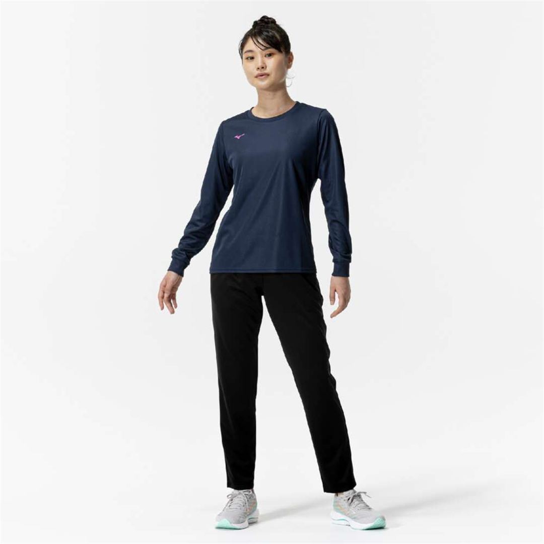 ナビドライTシャツ(長袖／丸首) ドレスネイビー×マゼンタ S