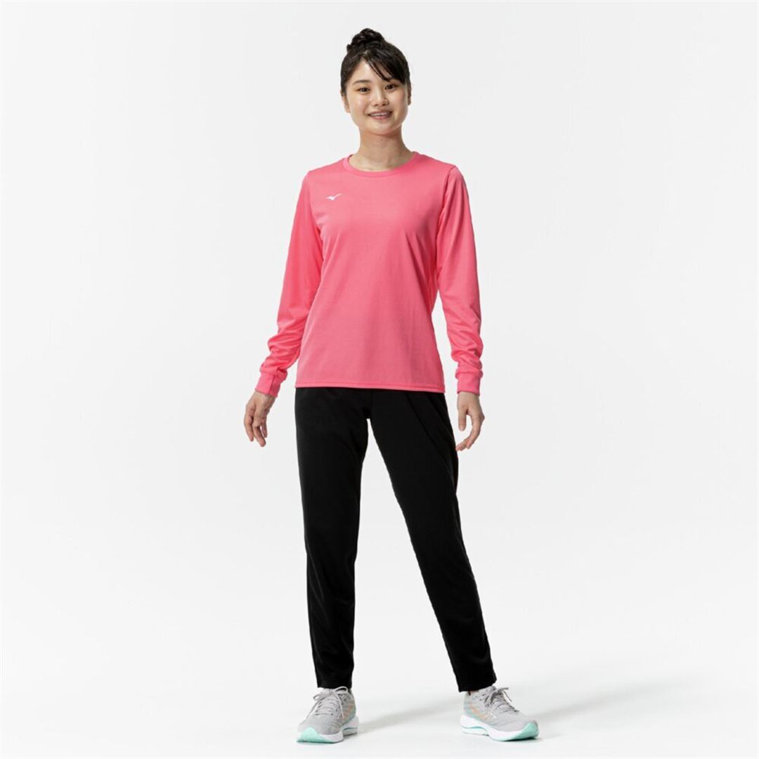 ナビドライTシャツ(長袖／丸首) ピンクレモネード×ホワイト XL