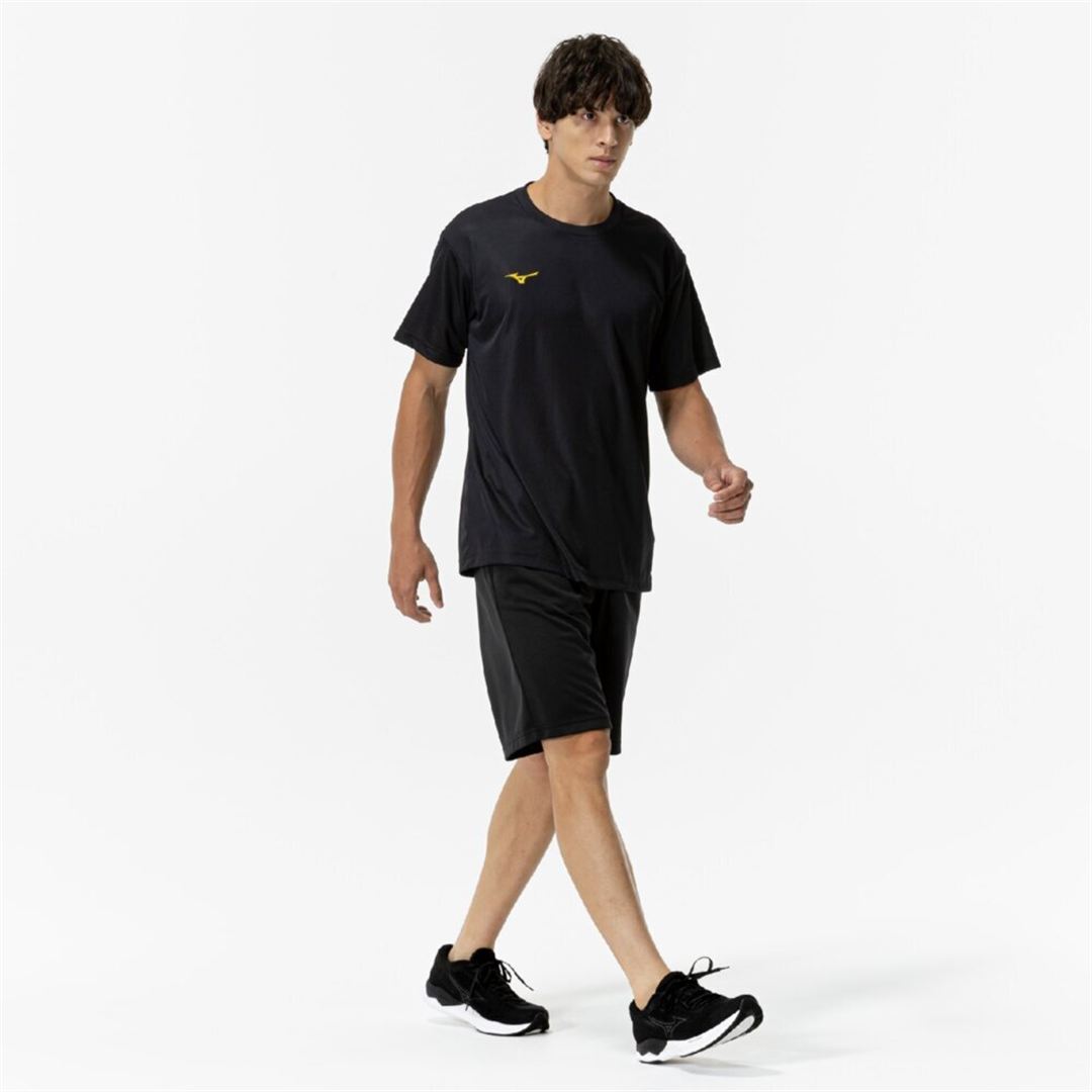 ナビドライTシャツ(半袖／丸首／大きいサイズ) ブラック×ゴールド 3L