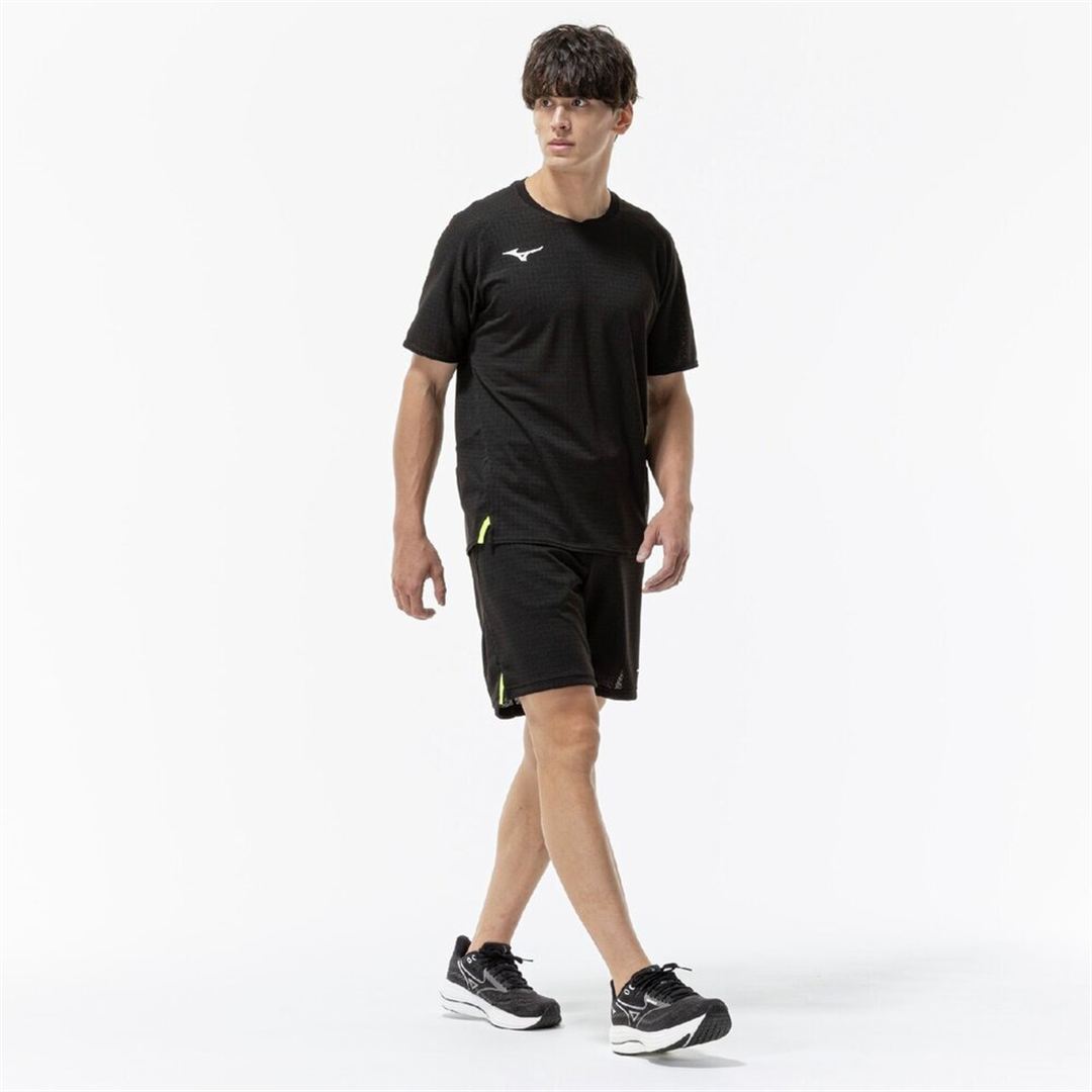【汗処理／通気】ドライエアロフロージャカードTシャツ ブラック XS