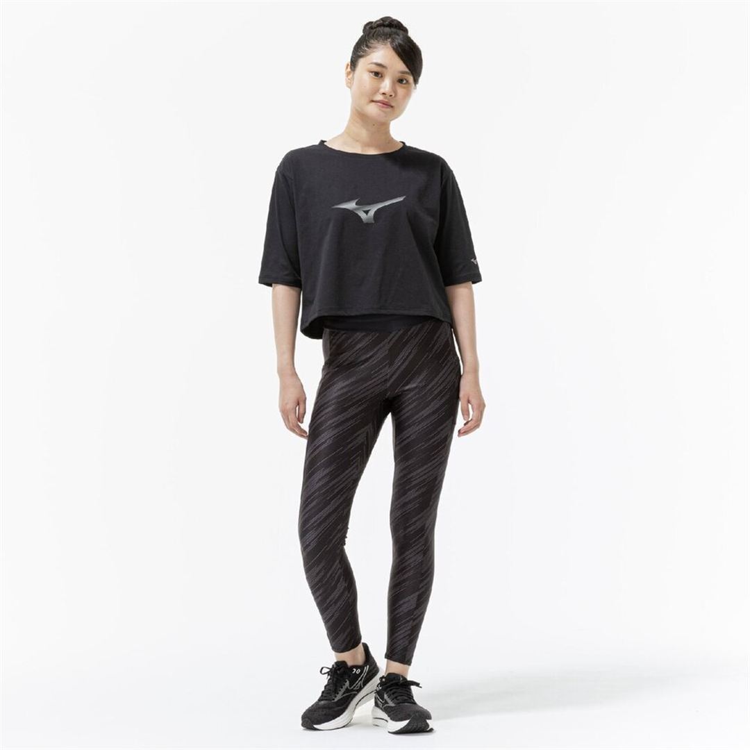 ストレッチソフトドライクロップドTシャツ(ワイドシルエット) ブラック S