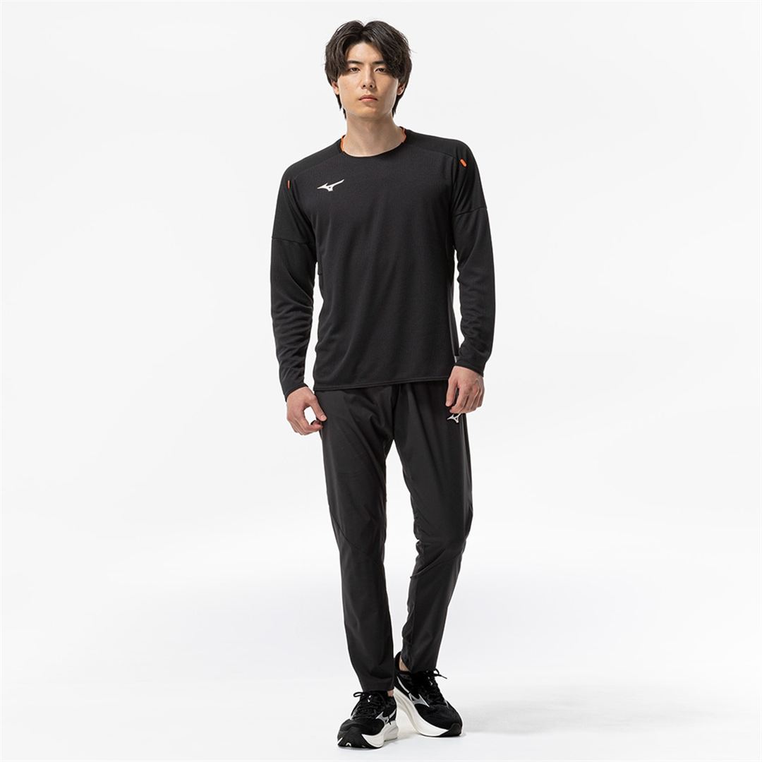 【汗処理／通気】ドライエアロフローTシャツ(長袖) ブラック XS