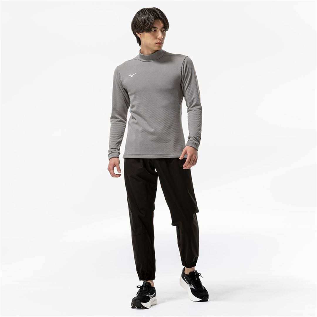 ストレッチフリースハイネックTシャツ(長袖) フロストグレー杢 S