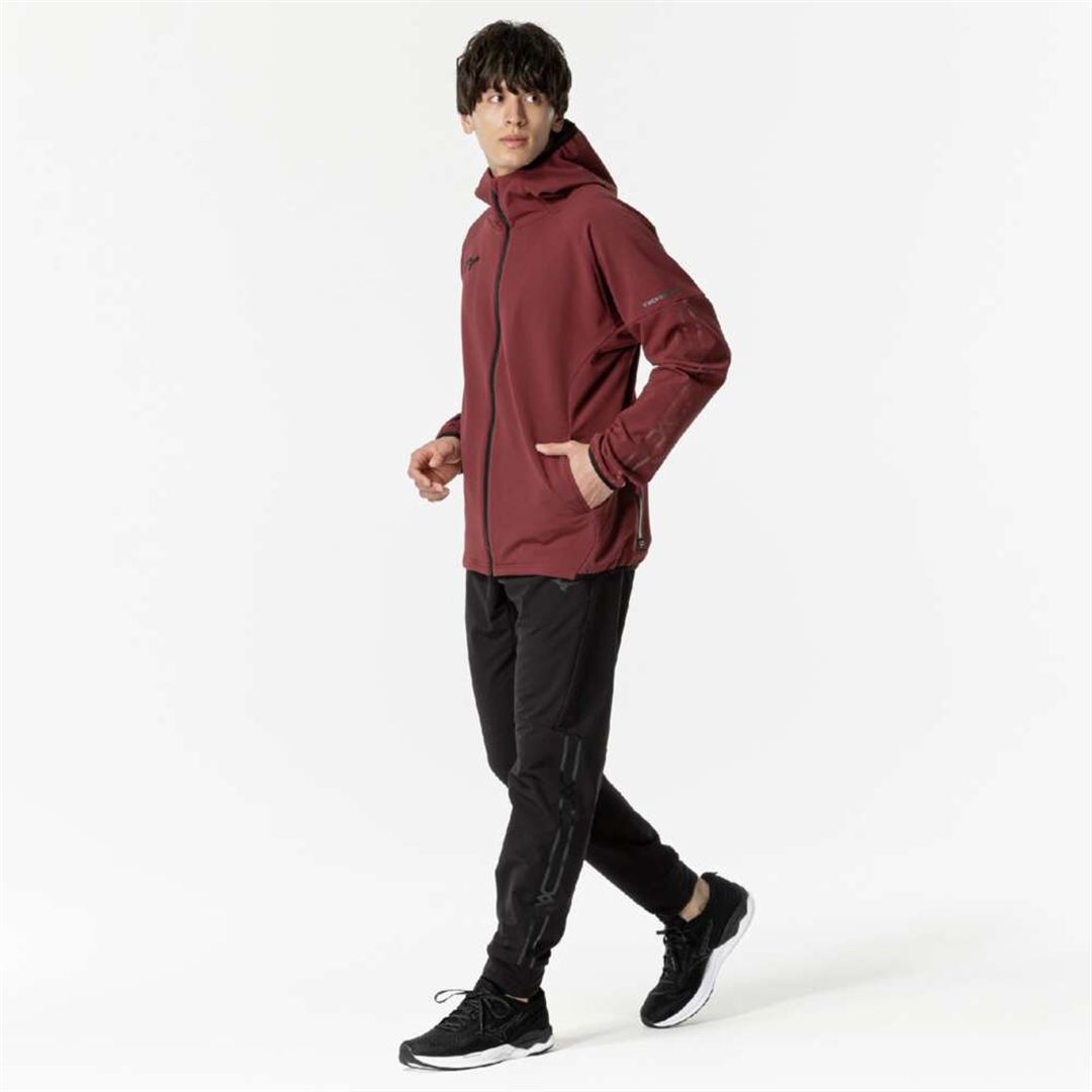 【ストレッチ／防風】テックシールドボアフーディ ワインレッド S