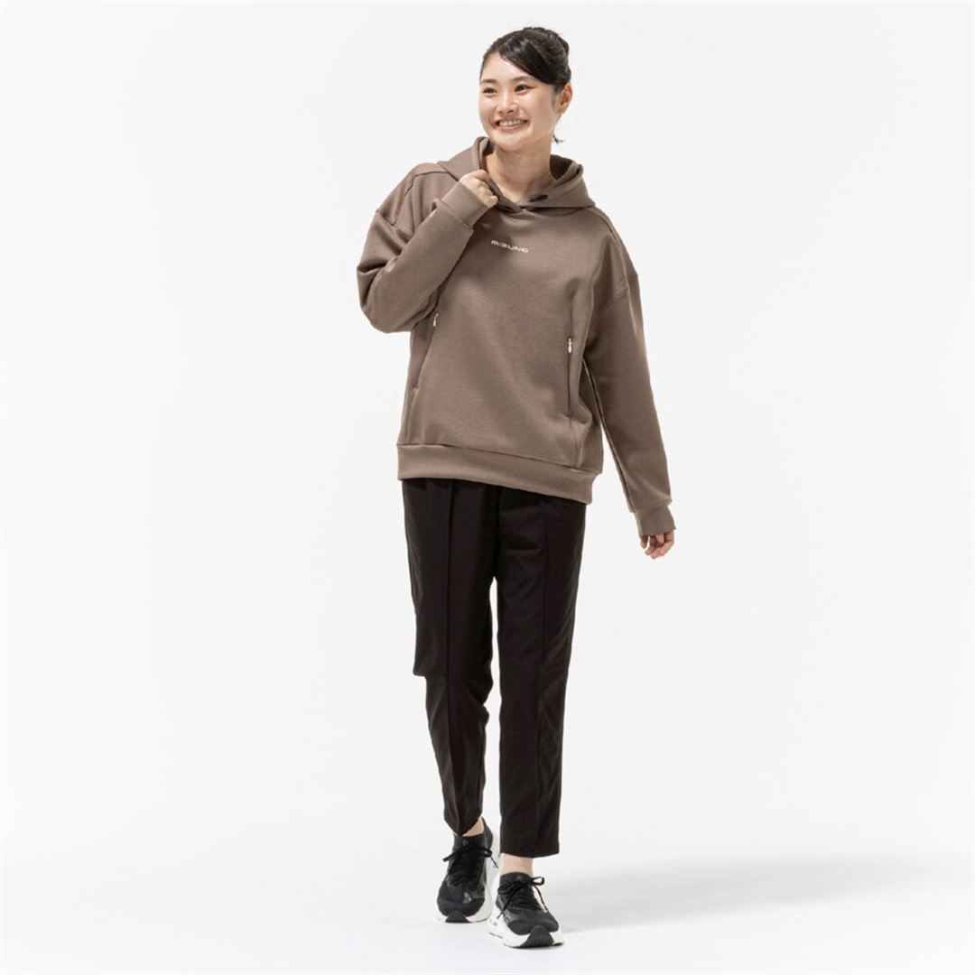 ストレッチスウェットプルオーバーフーディ キャメル杢 S