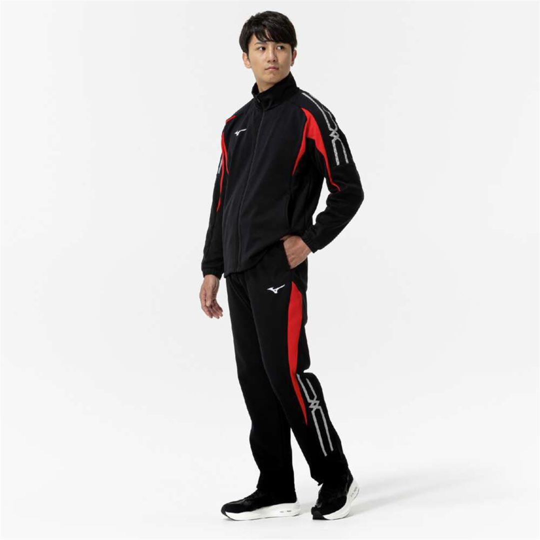 MCライン ウォームアップパンツ ブラック×チャイニーズレッド 150