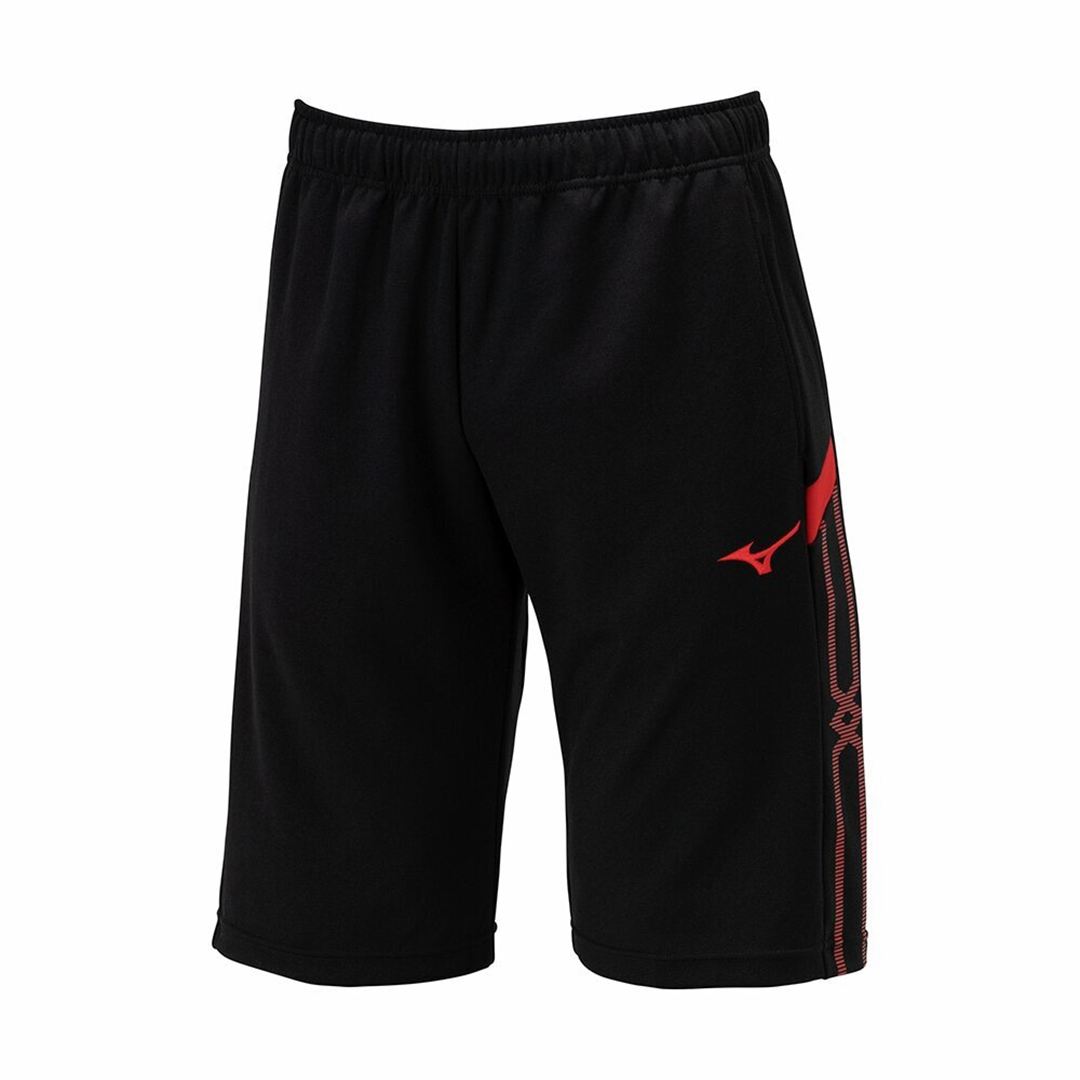 MCライン ウォームアップハーフパンツ ブラック×チャイニーズレッド 3XL