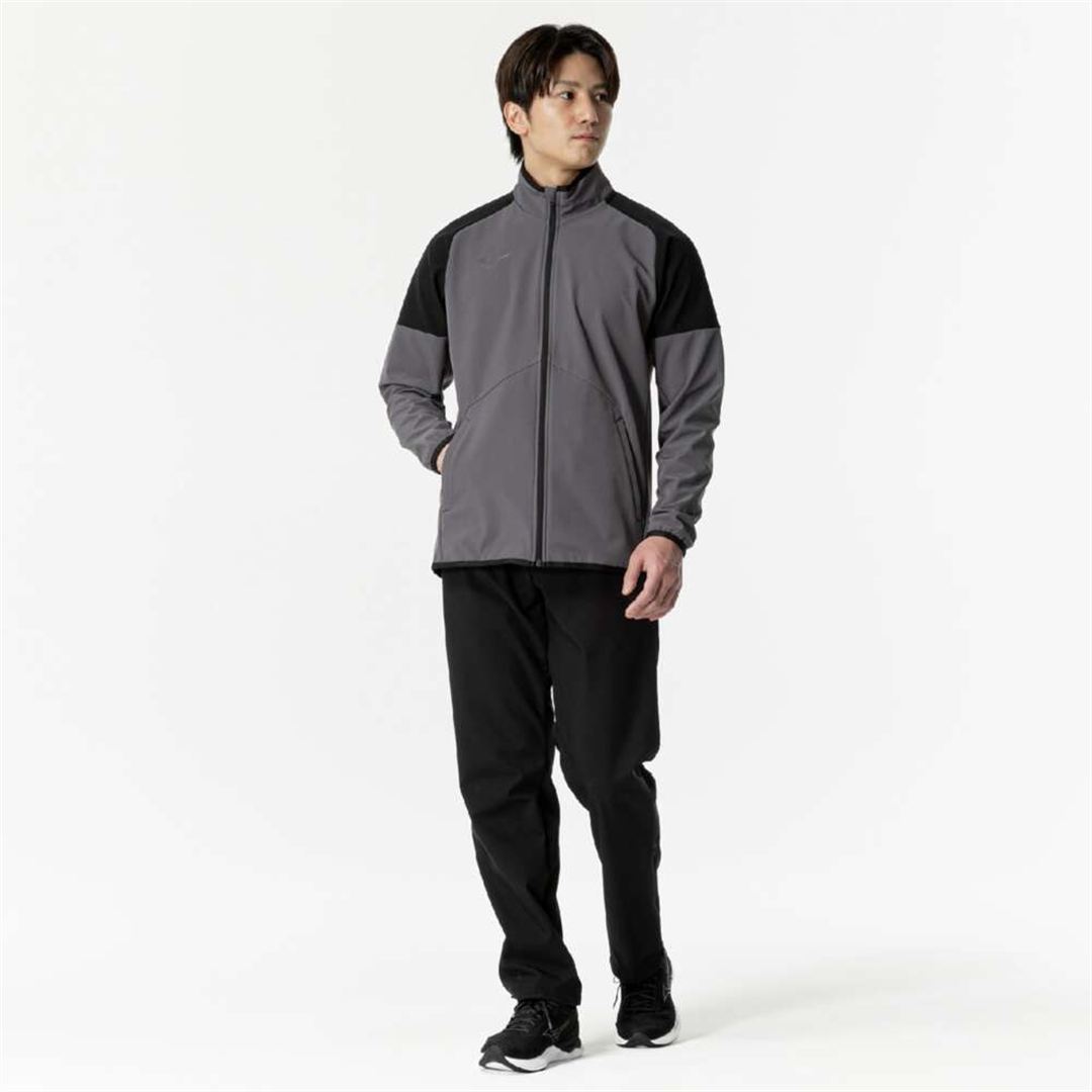 【ストレッチ／防風】テックシールドジャケット チャコールグレー×ブラック XS