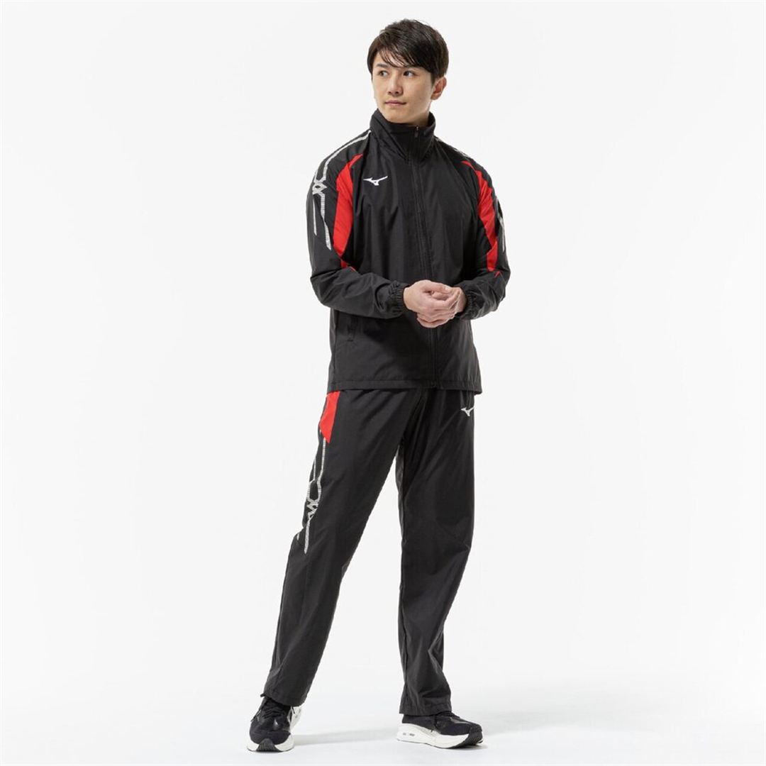 MCライン ウィンドブレーカージャケット ブラック×チャイニーズレッド XS