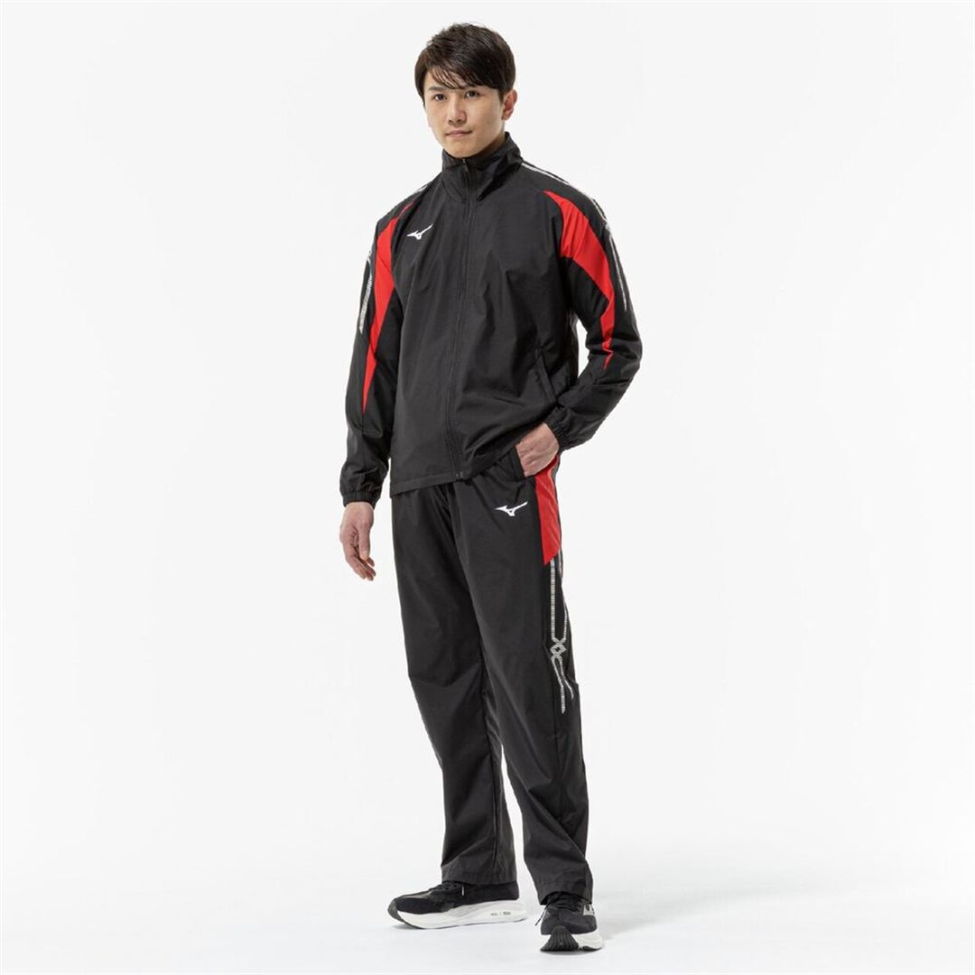 MCライン ウインドブレーカーパンツ ブラック×チャイニーズレッド XS