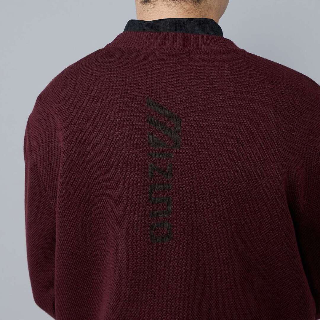 【吸湿発熱】ワードマーククルーネックニット ブリックレッド XL