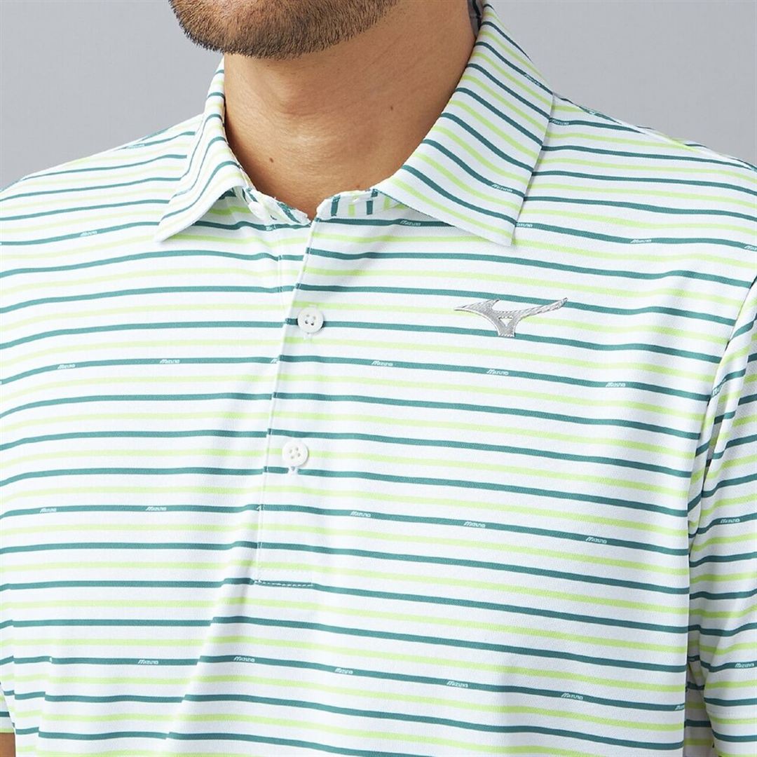 鹿の子マルチボーダープリント半袖共衿シャツ ダイキリグリーン 2XL