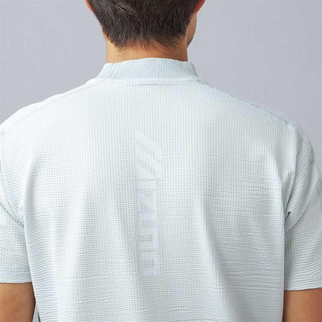 【接触冷感】アイスタッチサッカー半袖モックネックシャツ ライトグレー 2XL