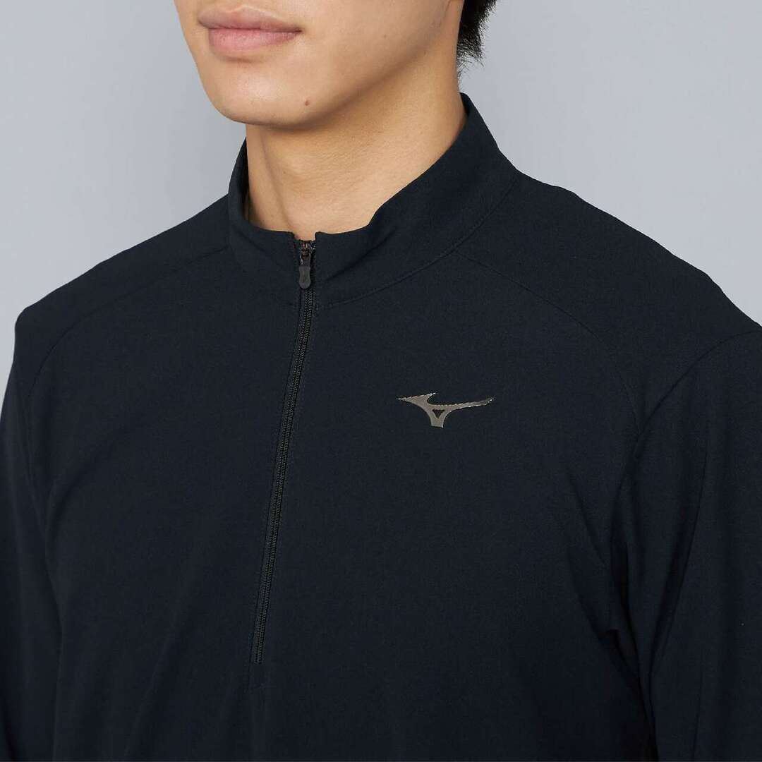 ロングスリーブハーフジップシャツ ブラック XL