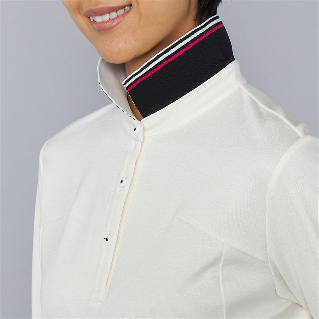 ヘザーストレッチ長袖シャツ ホワイト XL