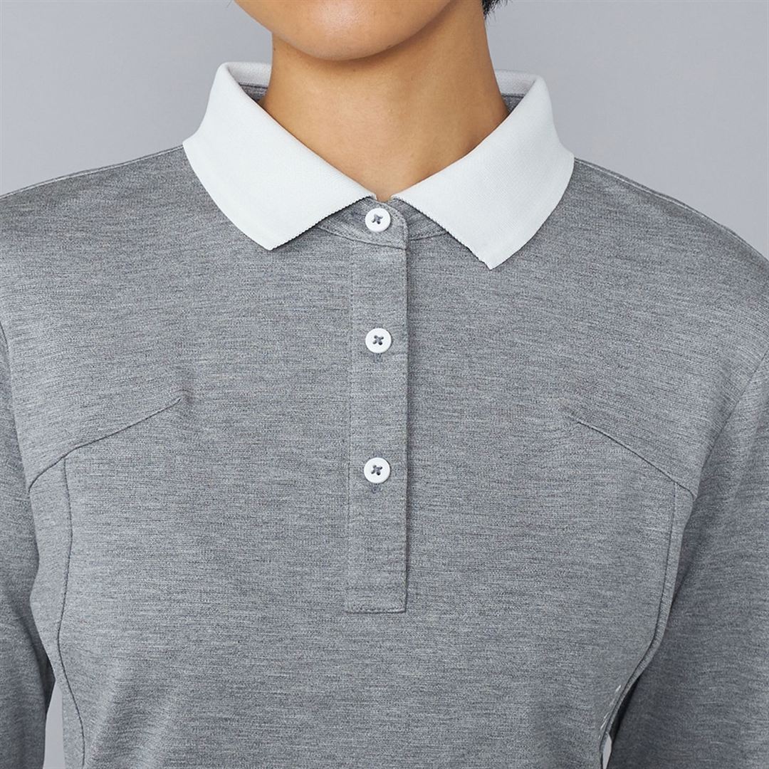 ヘザーストレッチ長袖シャツ グレー XL