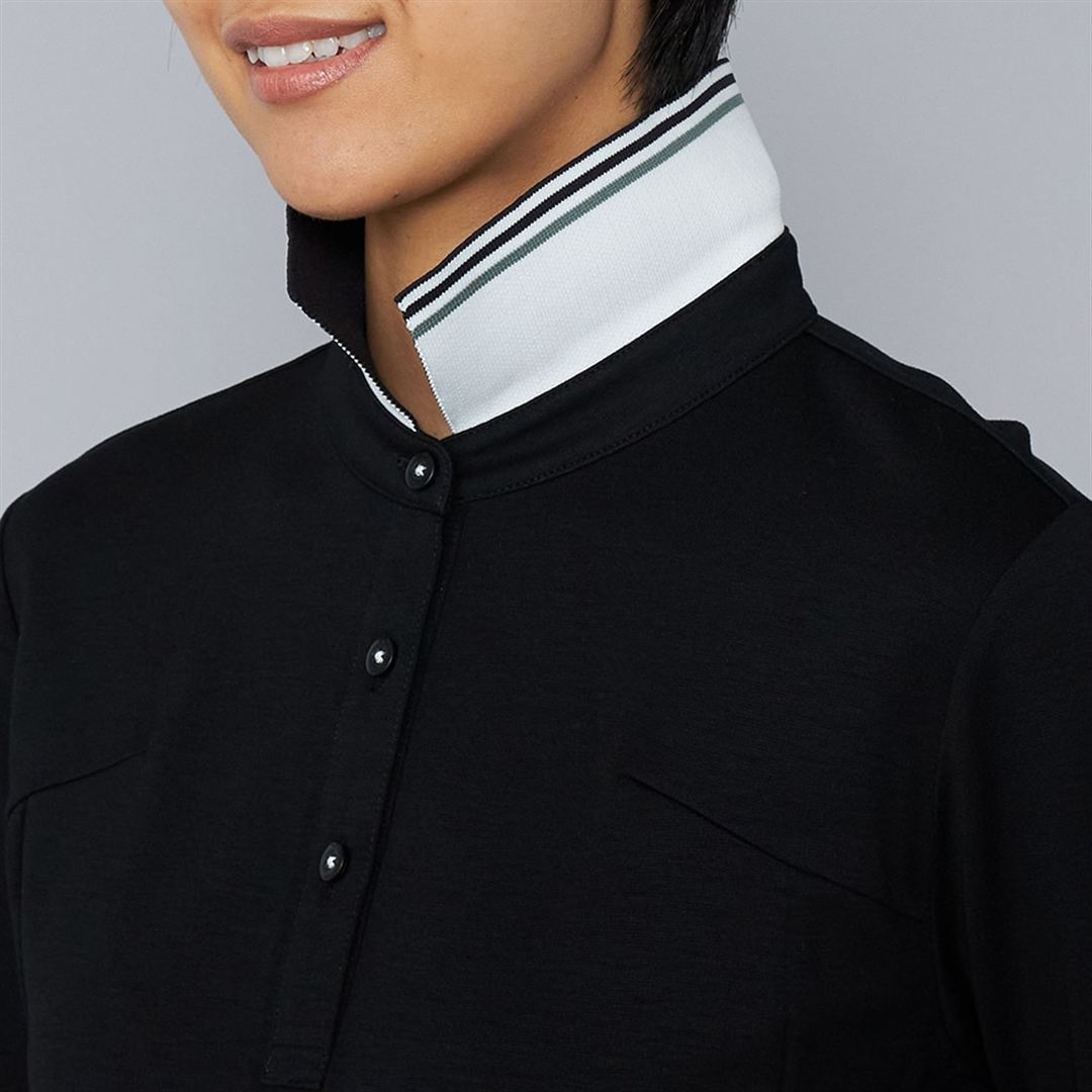 ヘザーストレッチ長袖シャツ ブラック XL