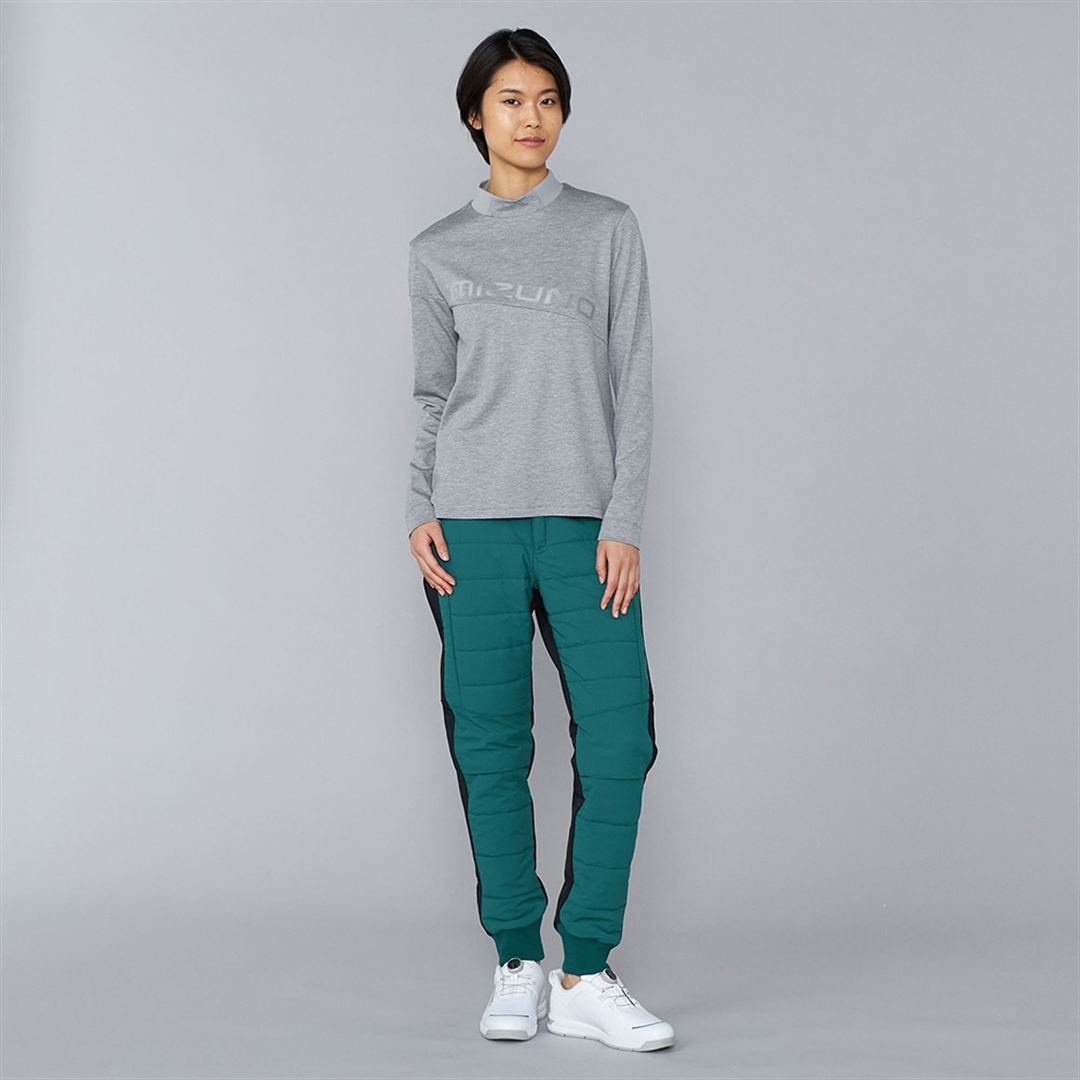 ヘザーストレッチハイネックシャツ グレー XL