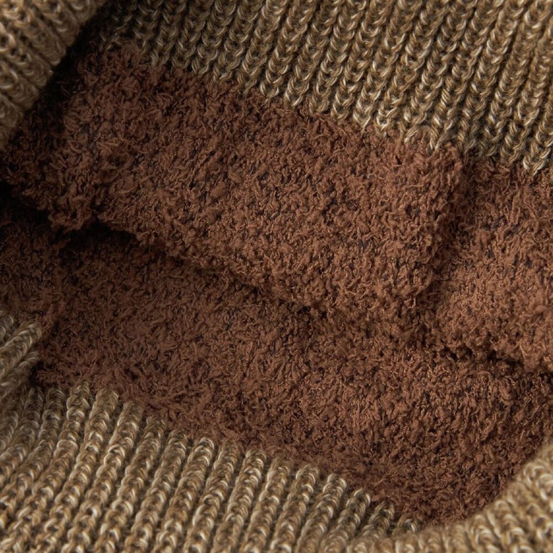 【吸湿発熱】ブレスサーモロゴワッペンニットキャップ カフェオレ杢