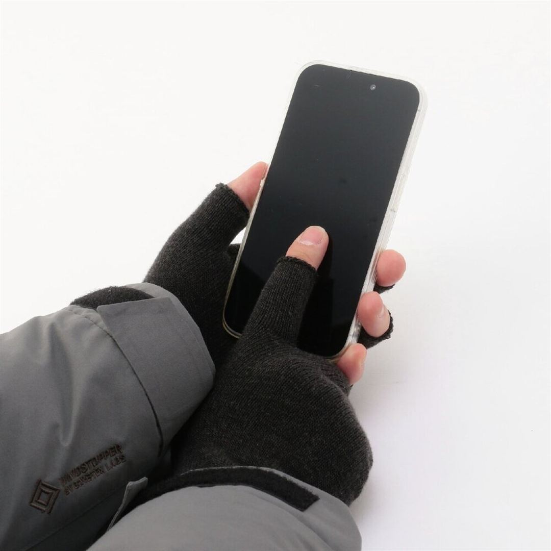 【吸湿発熱】ブレスサーモグラブ指先あきタイプ ブラック XS-M