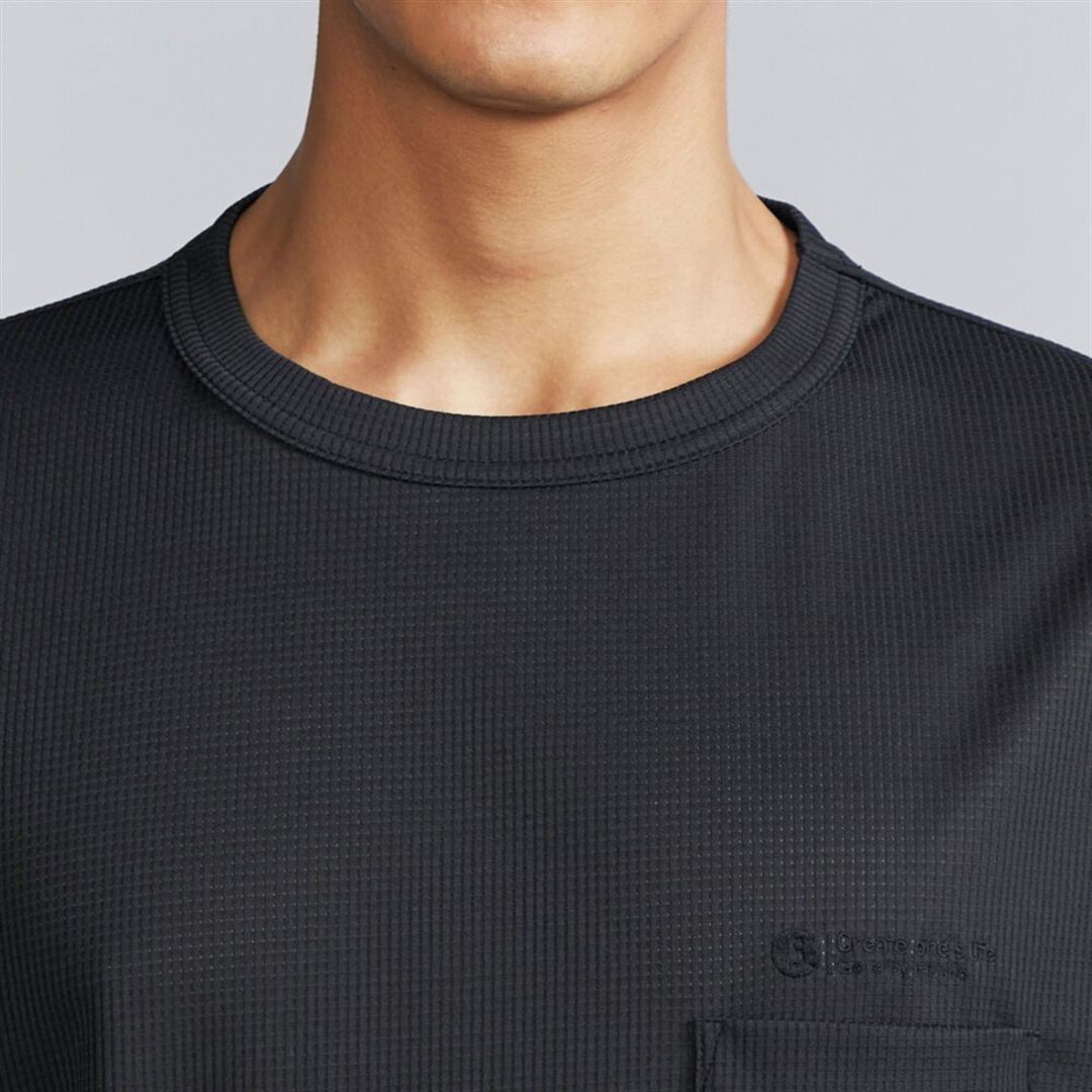 【汗処理／通気】ドライエアロフローポケットTシャツ ブラック M