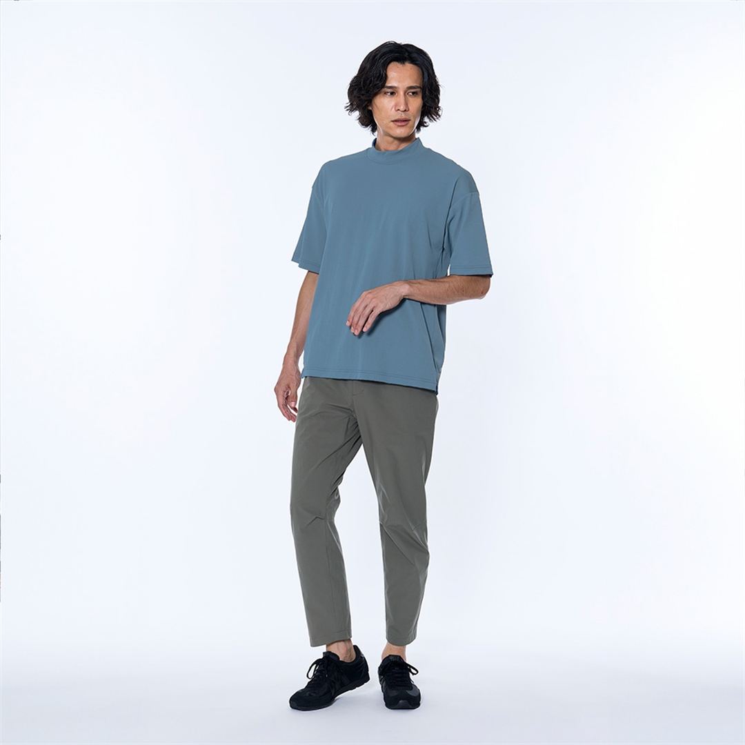 アンチスウェット モックネックTシャツ ティールブルー M