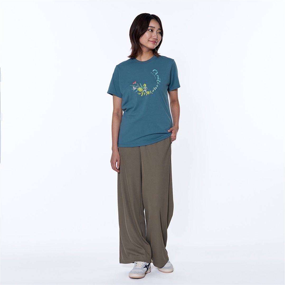 リサイクルポリエステル グラフィックTシャツ ティールブルー S