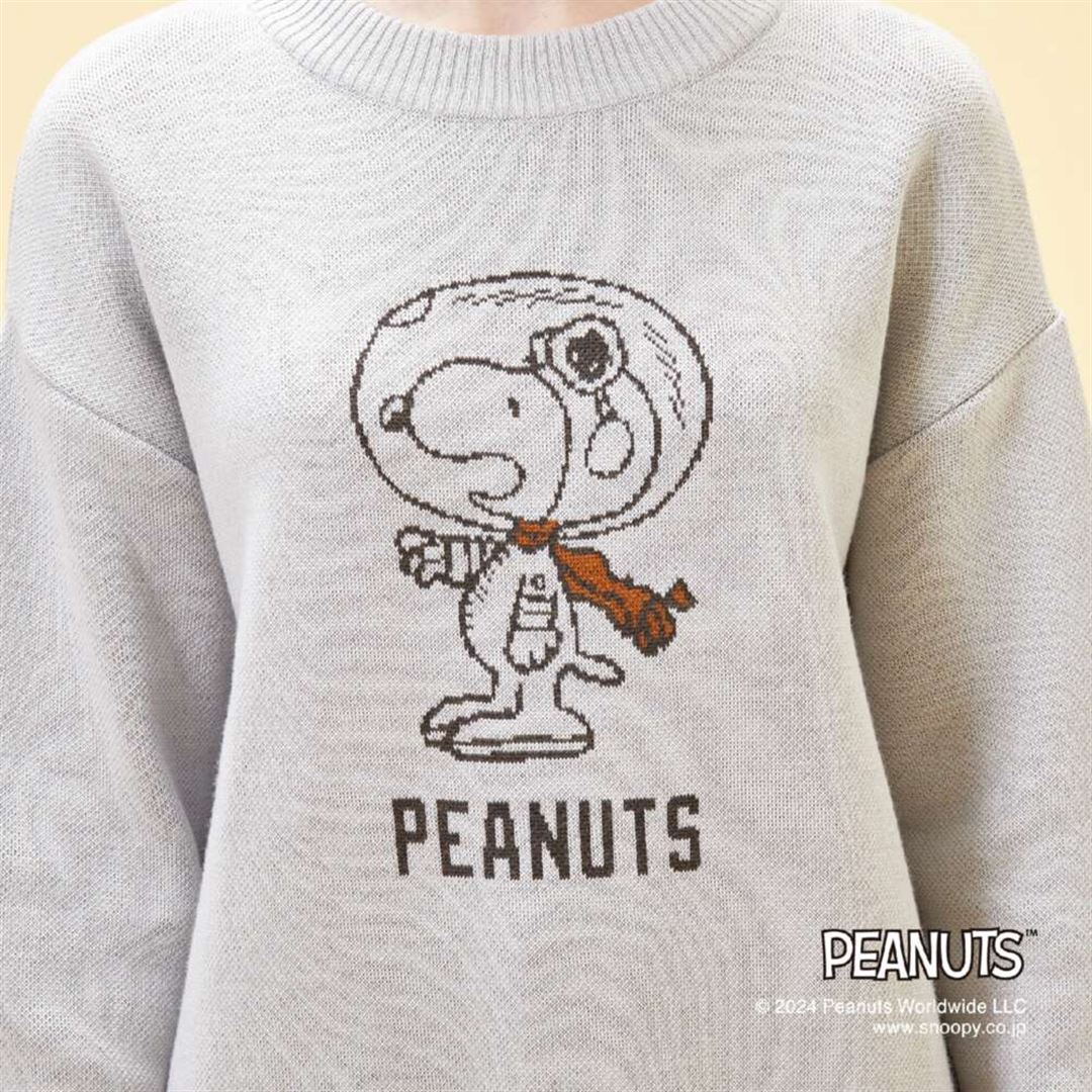 【PEANUTS／吸湿発熱】ブレスサーモ ニットセーター ライトグレー XS
