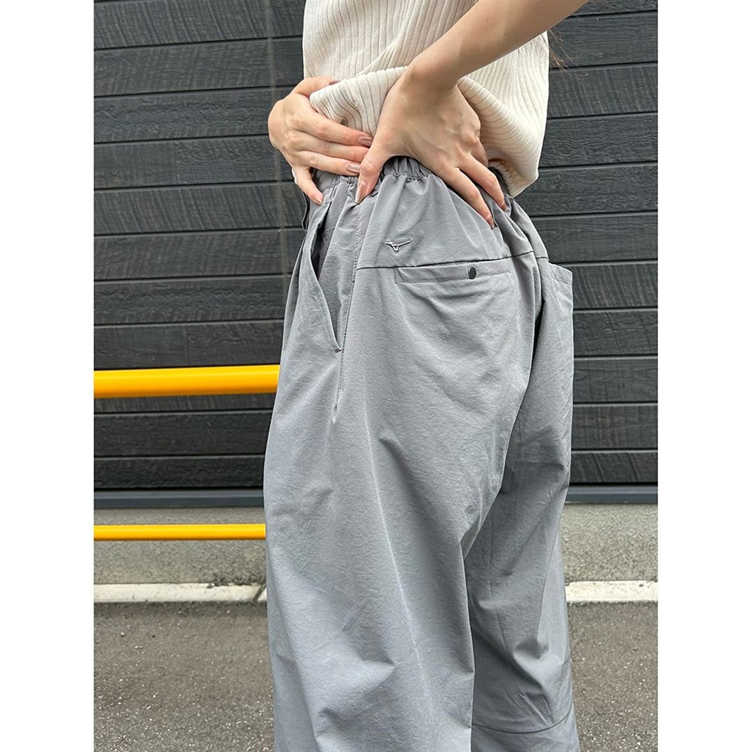 MIZUNO BUDDYストレッチ撥水ワイドテーパードパンツ チャコール S