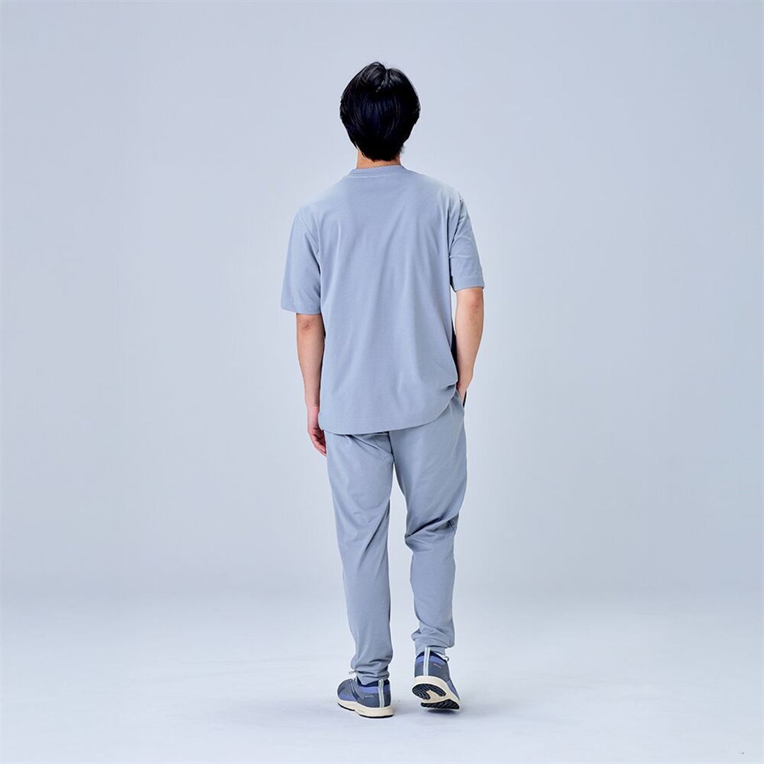 ハイストレッチ クルーネック半袖シャツ（ワイドシルエット） グレー XL
