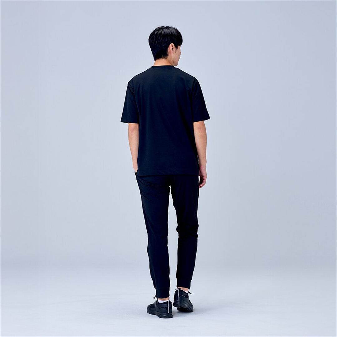 ハイストレッチ クルーネック半袖シャツ（ワイドシルエット） ブラック XL