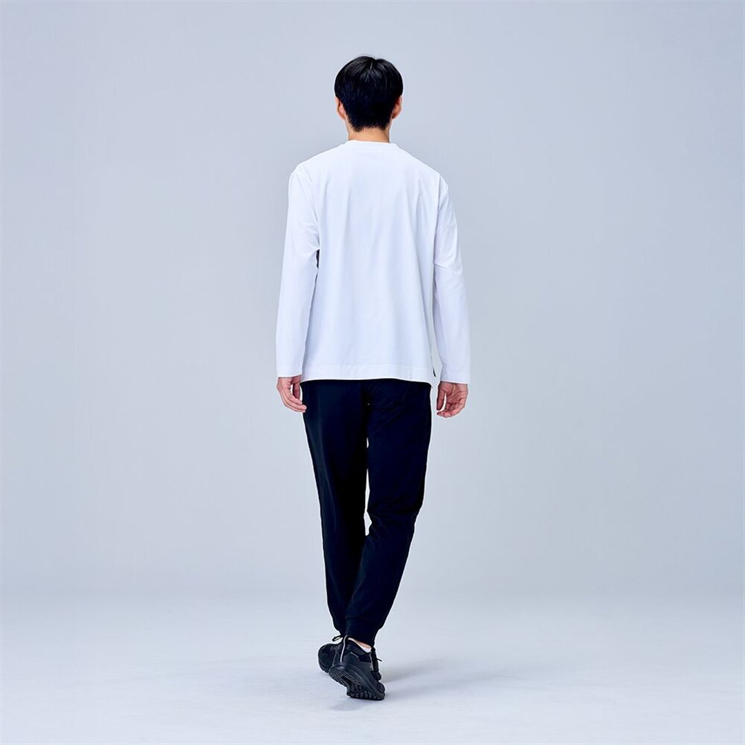 ハイストレッチ クルーネック長袖シャツ（ワイドシルエット） ホワイト XL