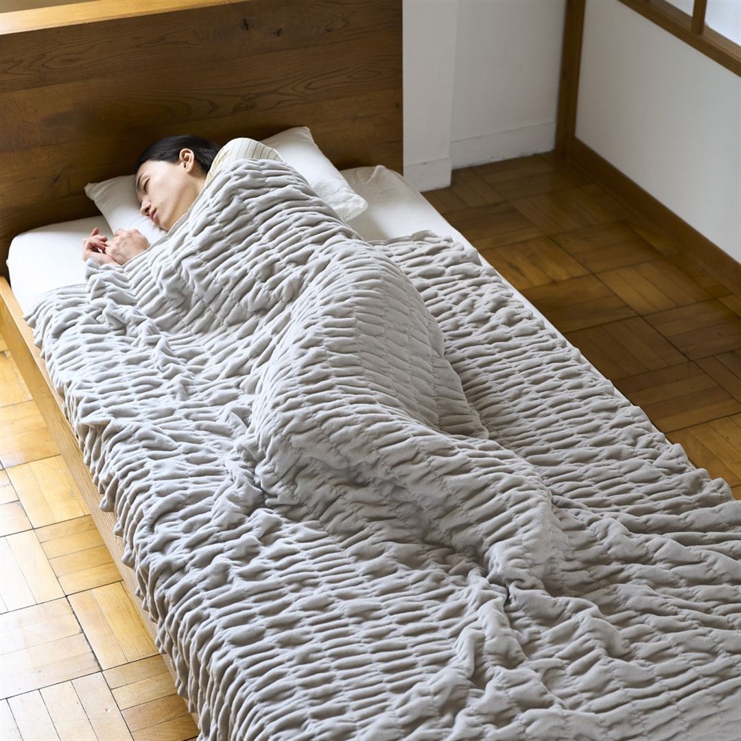 【吸湿発熱】くしゅくしゅケット 温包‐オンポウ‐(シングル） グレー