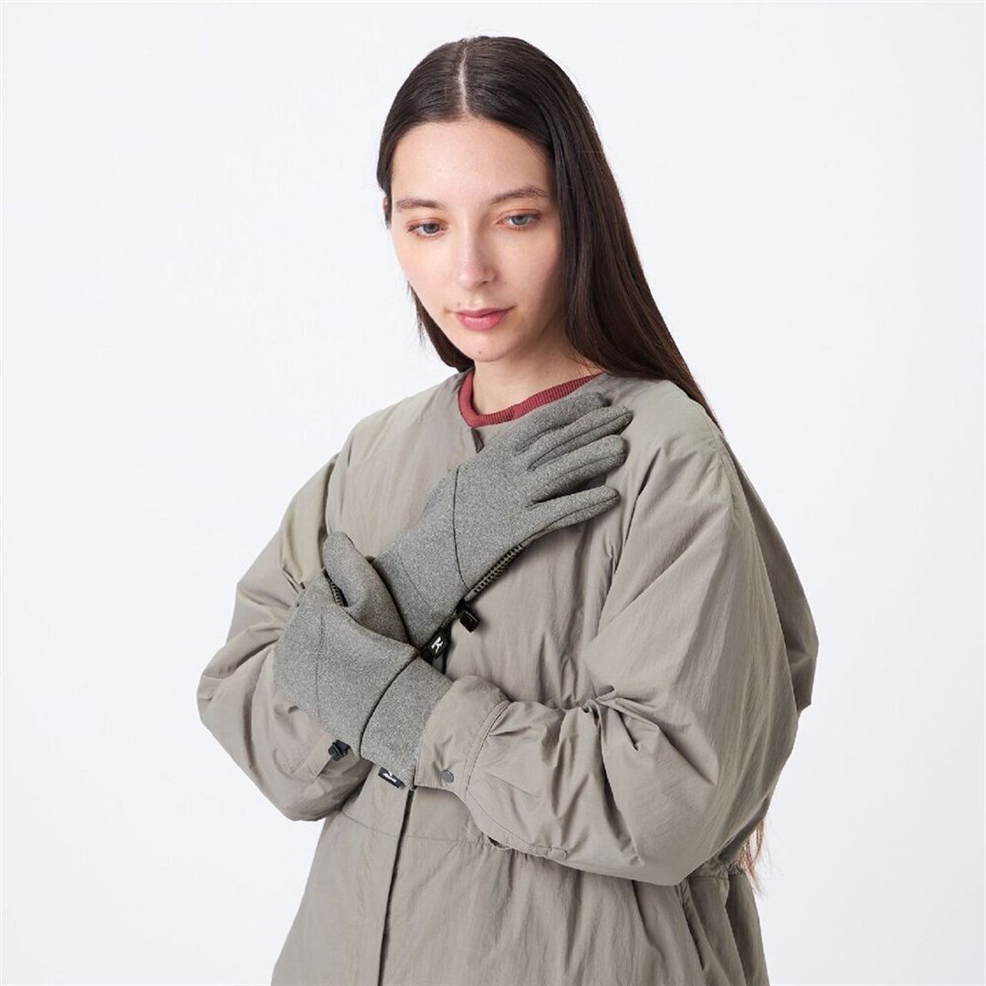 【ストレッチ／防風】テックシールド手袋(タッチパネル対応) グレー杢 M
