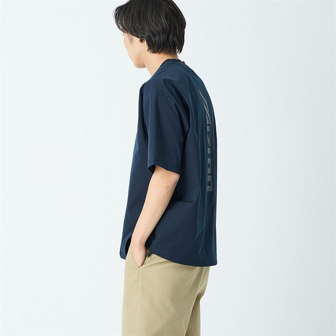 【JEANS FACTORY】ウォーターリパレントストレッチウーブンTシャツ ネイビー S