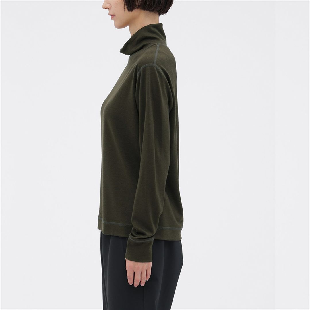 【MARGARET HOWELL】メリノウールモックネックシャツ DK.カーキ 2