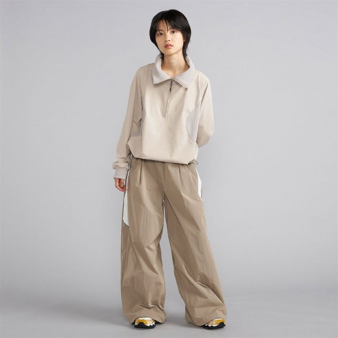 ヘビーオンス ハーフジッププルオーバーシャツ グレージュ M