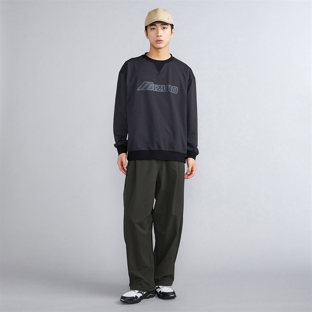 ウォーターリパレントストレッチワイドバギーパンツ アッシュブラック XL