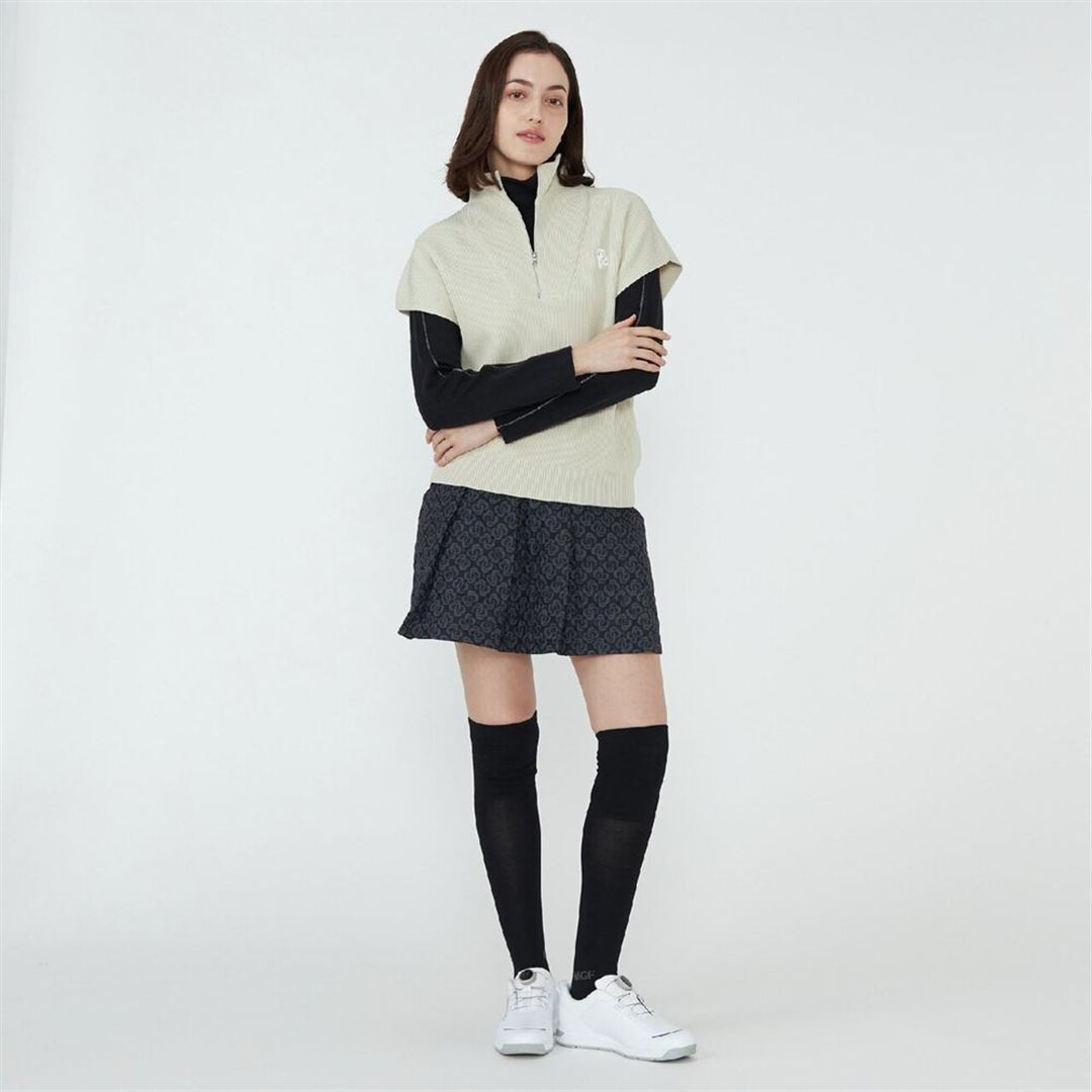 【MGFコレクション】ハーフジップフレンチベスト ベージュ S