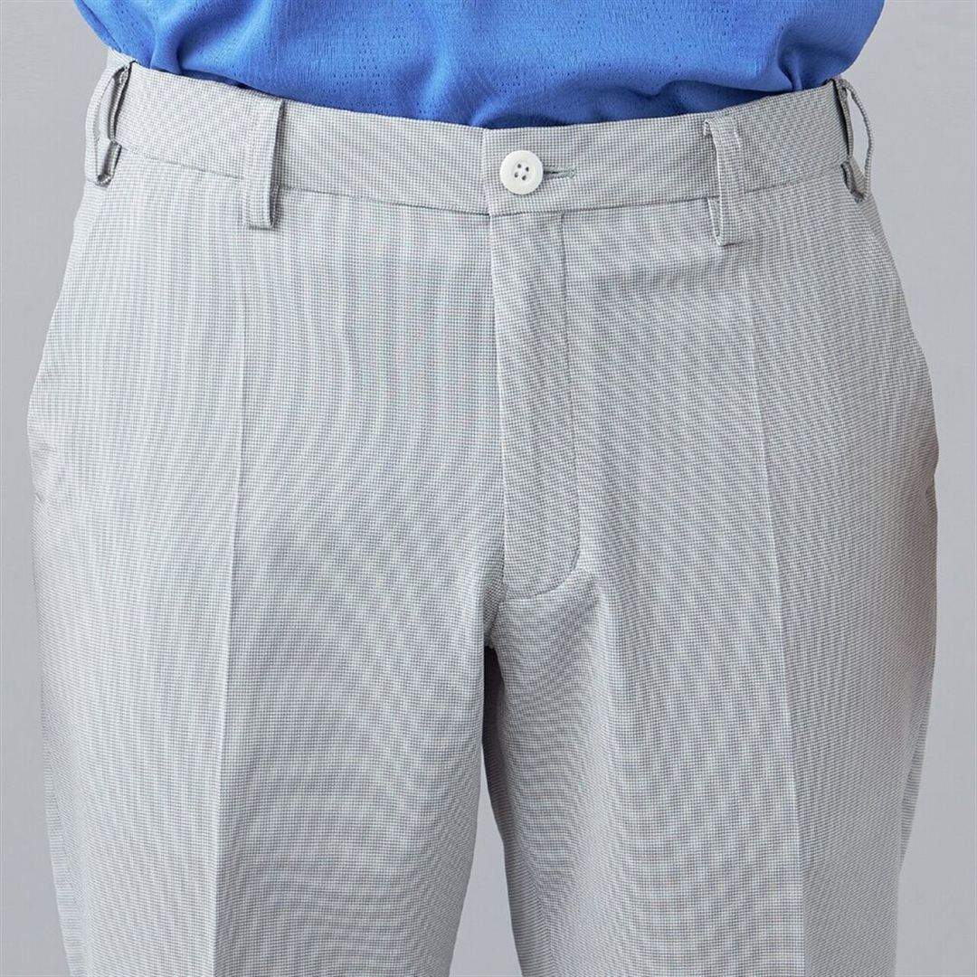 5FLEXストレッチロングパンツ グレー×ホワイト M