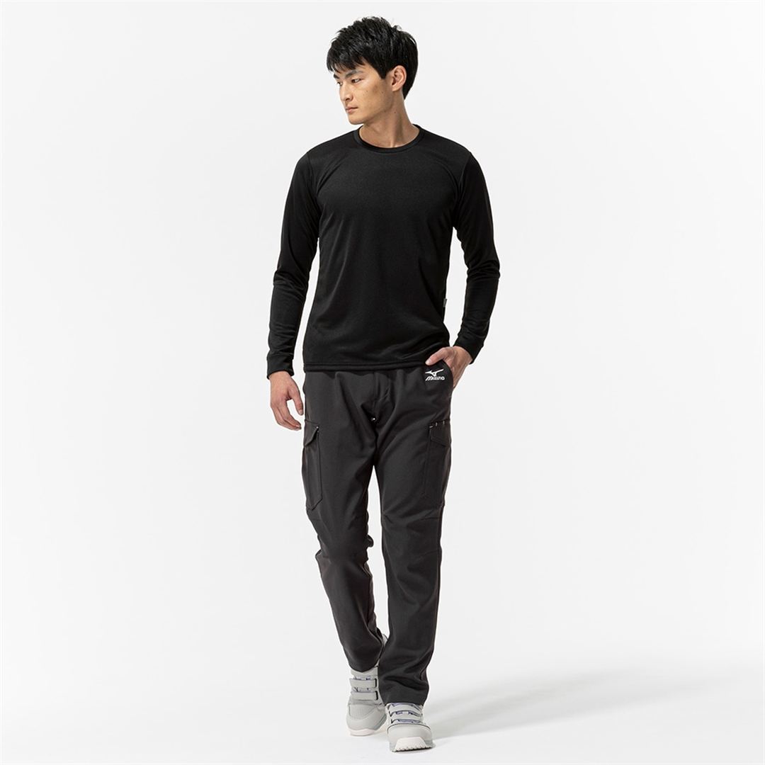 クルーネック ワークTシャツ(制電／長袖) ブラック XS
